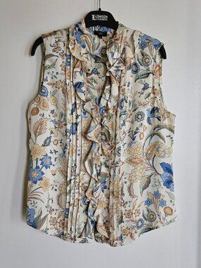 Talbots Silk Cotton Sleeveless Floral Blouse 14P